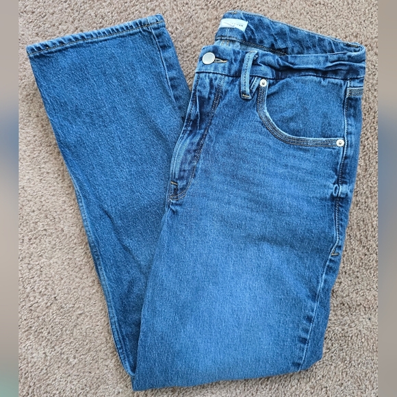 Good American Good Icon High Rise Straight Leg Cropped Denim Women's 10 / 30 - Picture 2 of 10